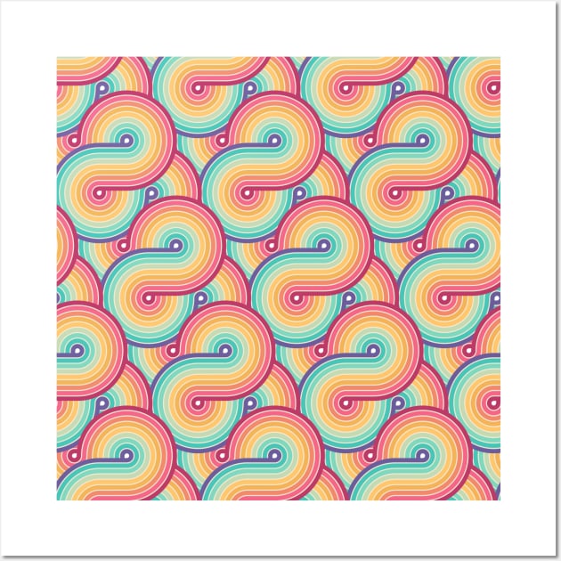 Retro Rainbow Circuit Pattern Wall Art by JunkyDotCom